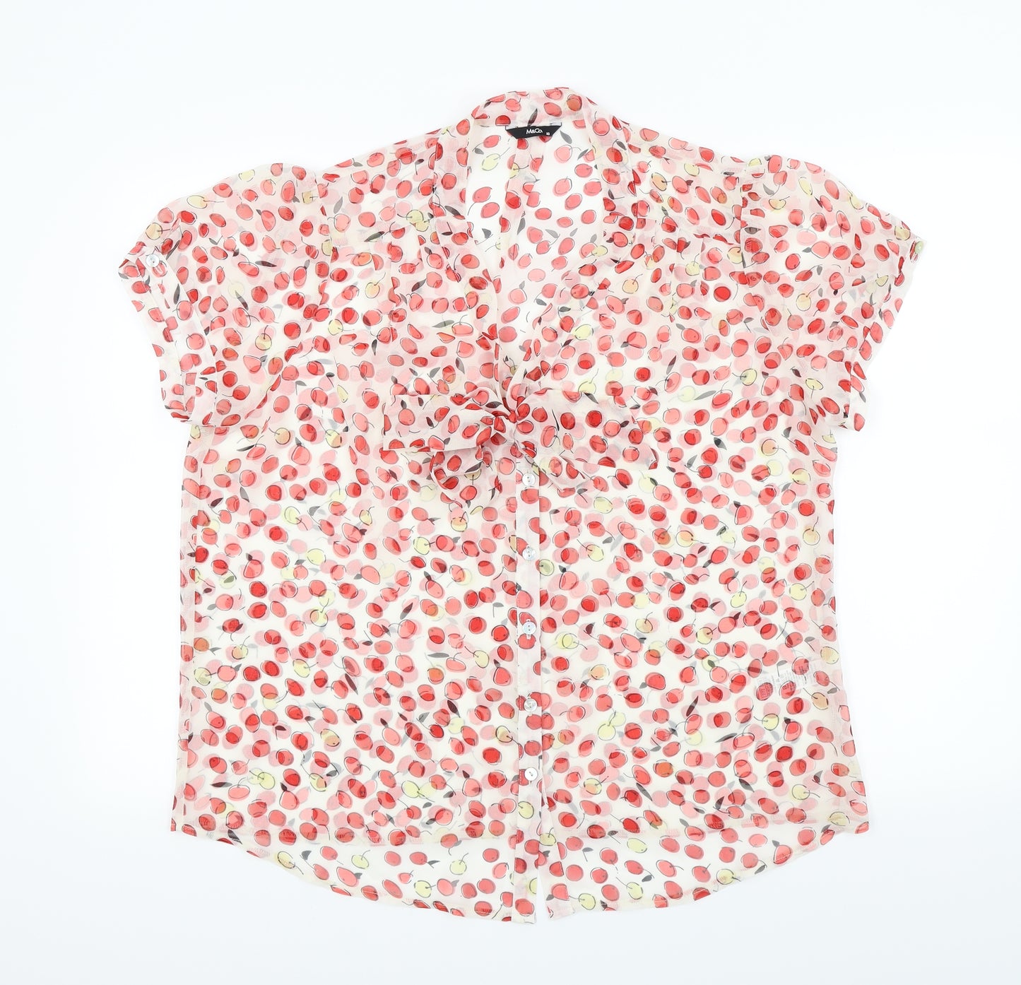 M&Co Womens Red Geometric  Basic Blouse Size 18