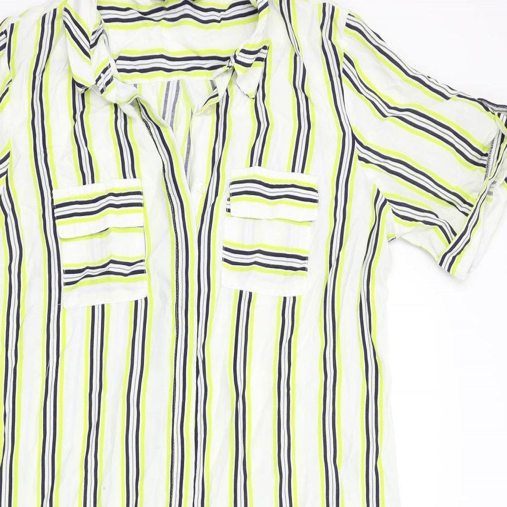 Dorothy Perkins Womens White Striped  Basic Blouse Size 18