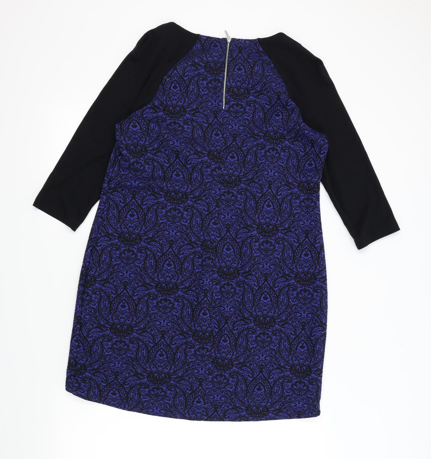 M&S Womens Blue Geometric  A-Line  Size 14