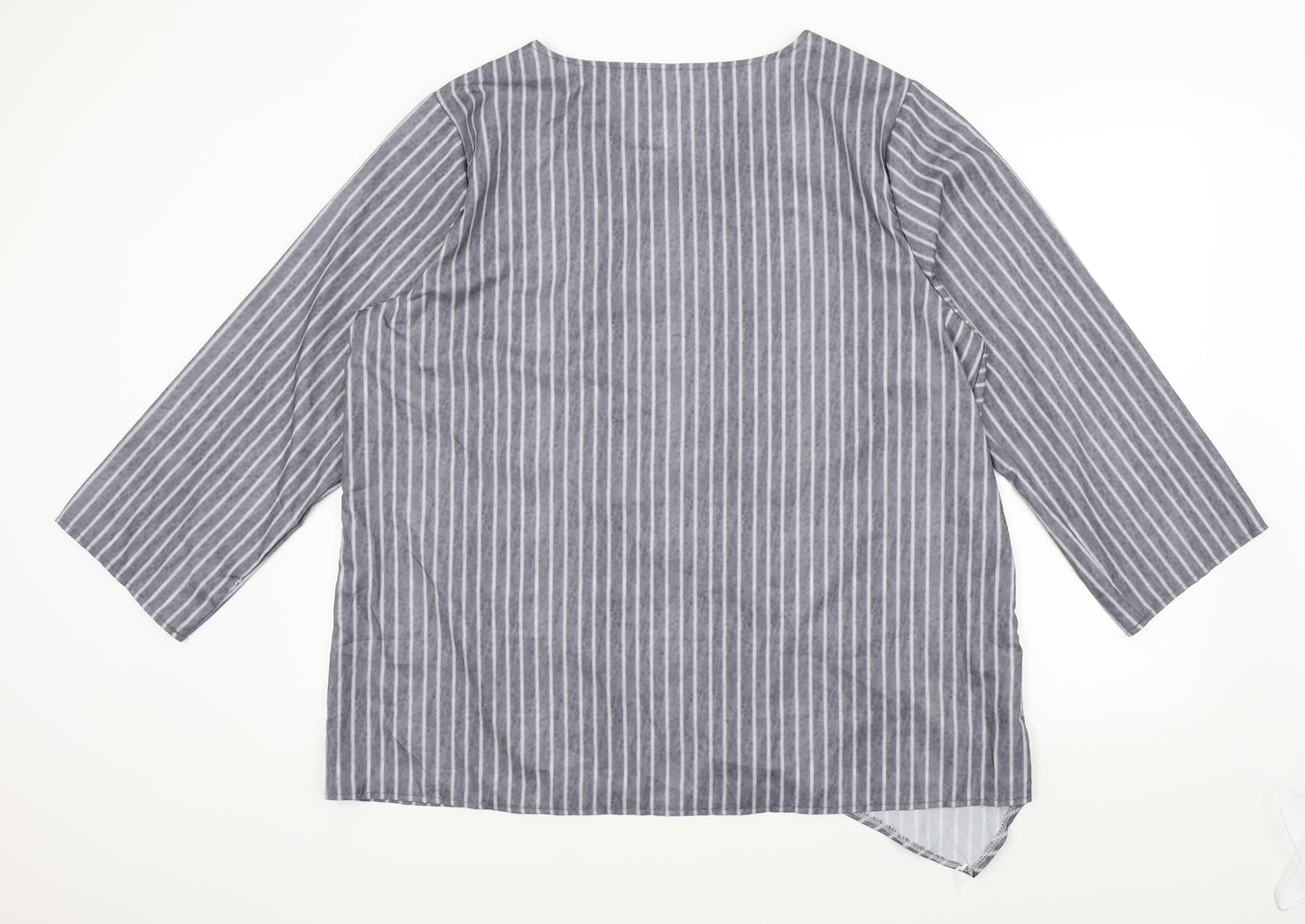 Preworn Womens Grey Striped  Basic Blouse Size XL