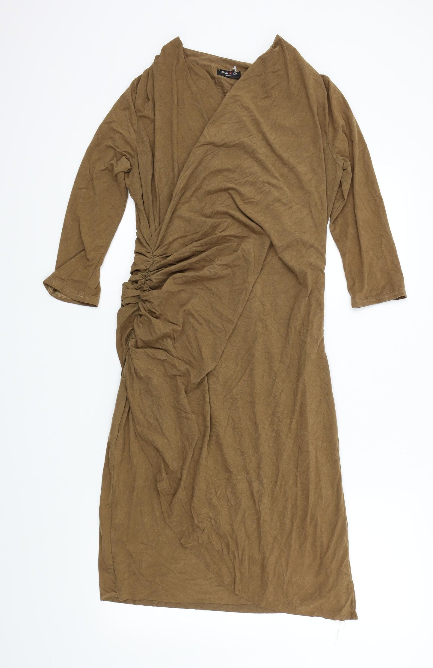 DASS&CO Womens Brown Colourblock  A-Line  Size 12  - RUFFLE SIDE DETAIL