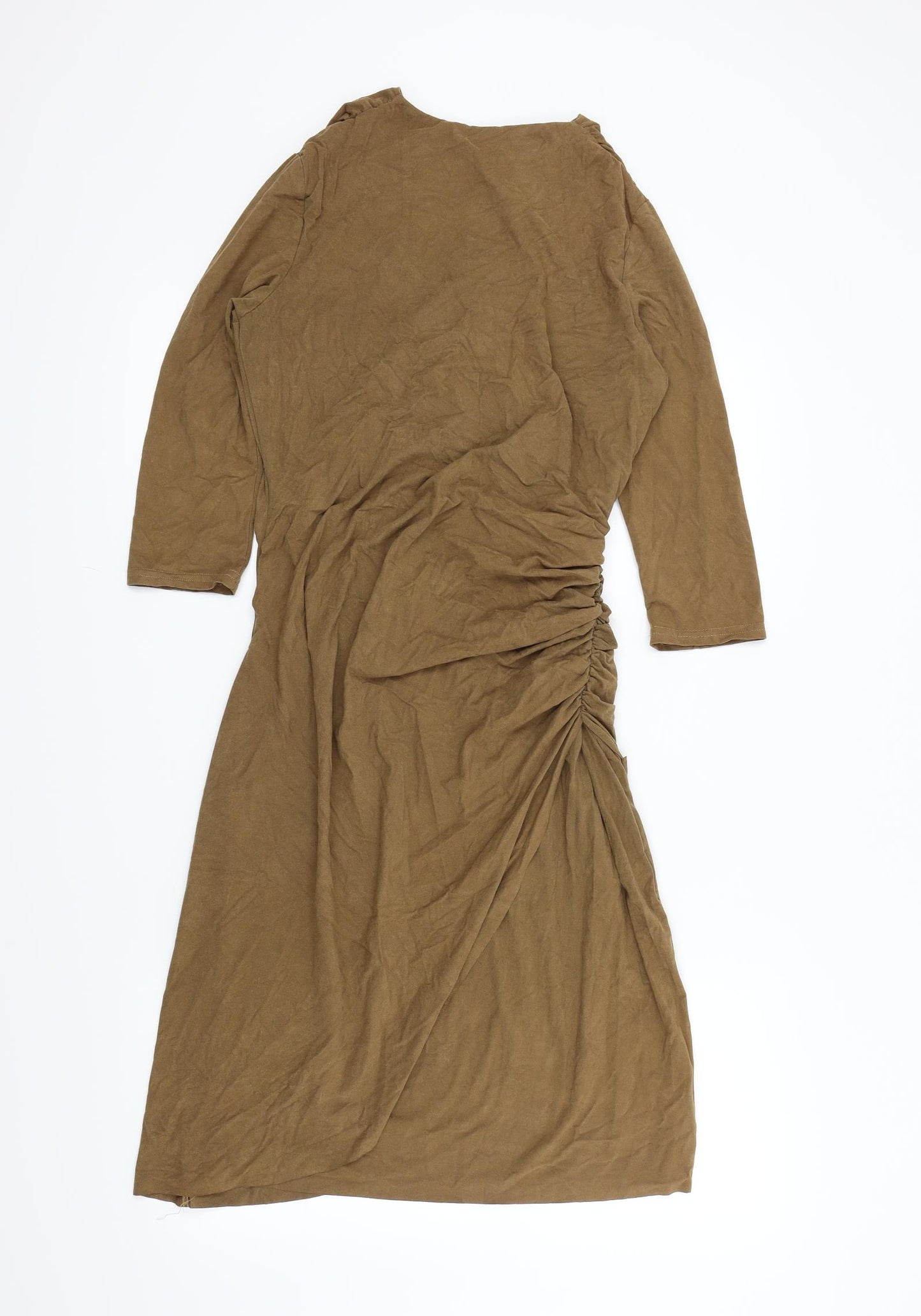 DASS&CO Womens Brown Colourblock  A-Line  Size 12  - RUFFLE SIDE DETAIL