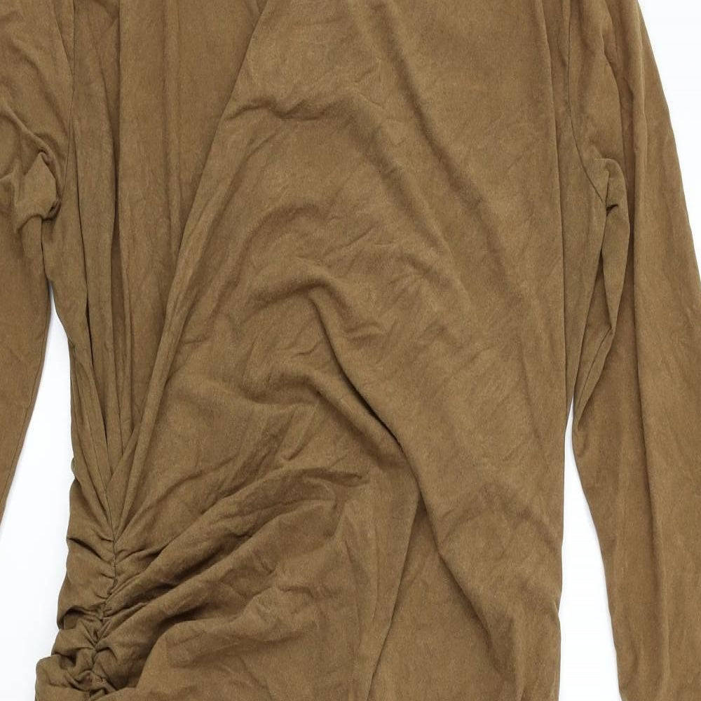 DASS&CO Womens Brown Colourblock  A-Line  Size 12  - RUFFLE SIDE DETAIL