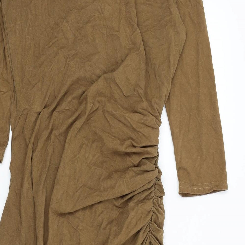 DASS&CO Womens Brown Colourblock  A-Line  Size 12  - RUFFLE SIDE DETAIL