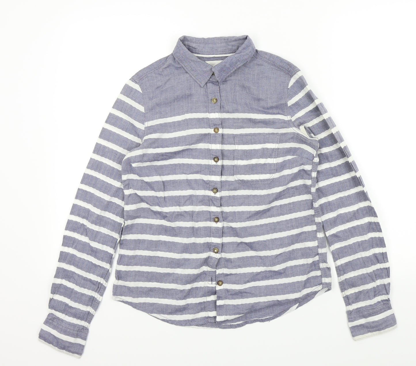 H&M Womens Blue Striped  Basic Button-Up Size 6