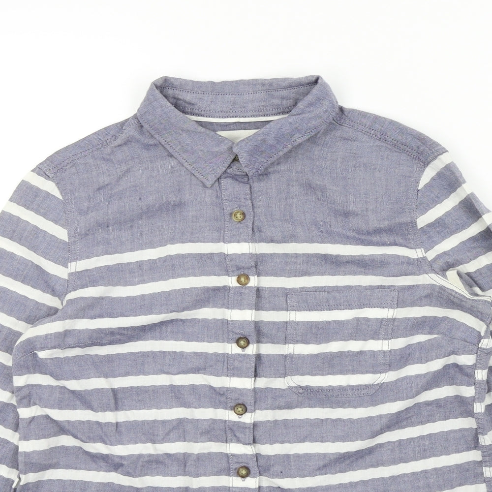 H&M Womens Blue Striped  Basic Button-Up Size 6