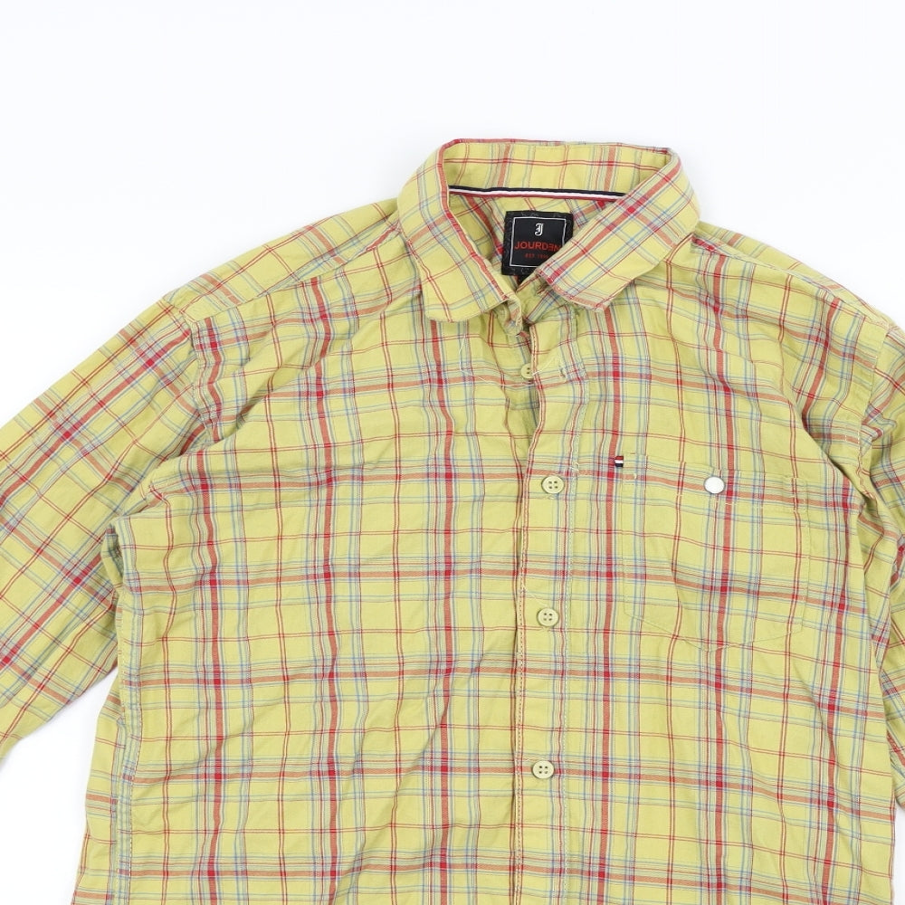 JOURDEN Mens Brown Check   Button-Up Size M