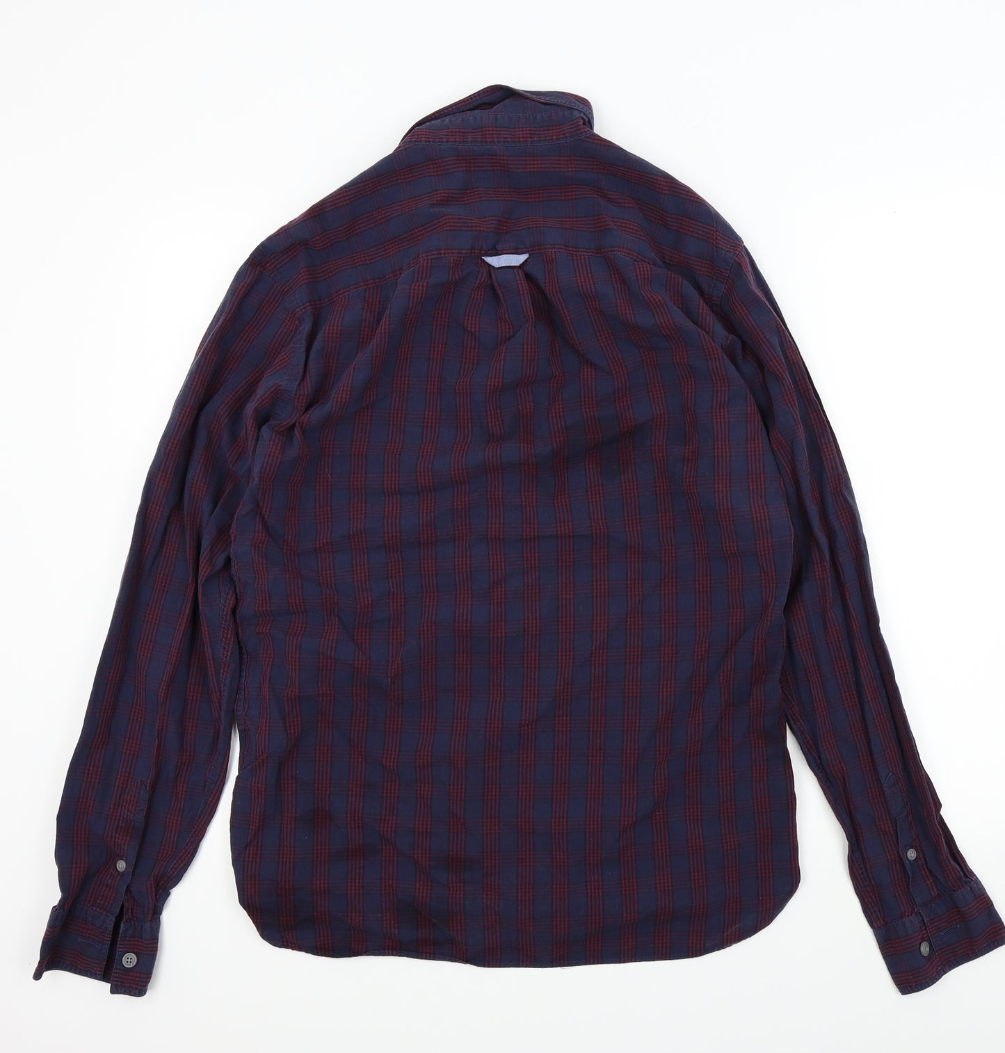 Jaeger Mens Blue Check   Button-Up Size M
