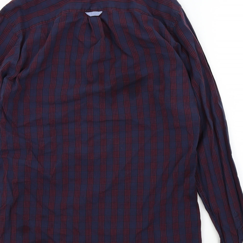 Jaeger Mens Blue Check   Button-Up Size M