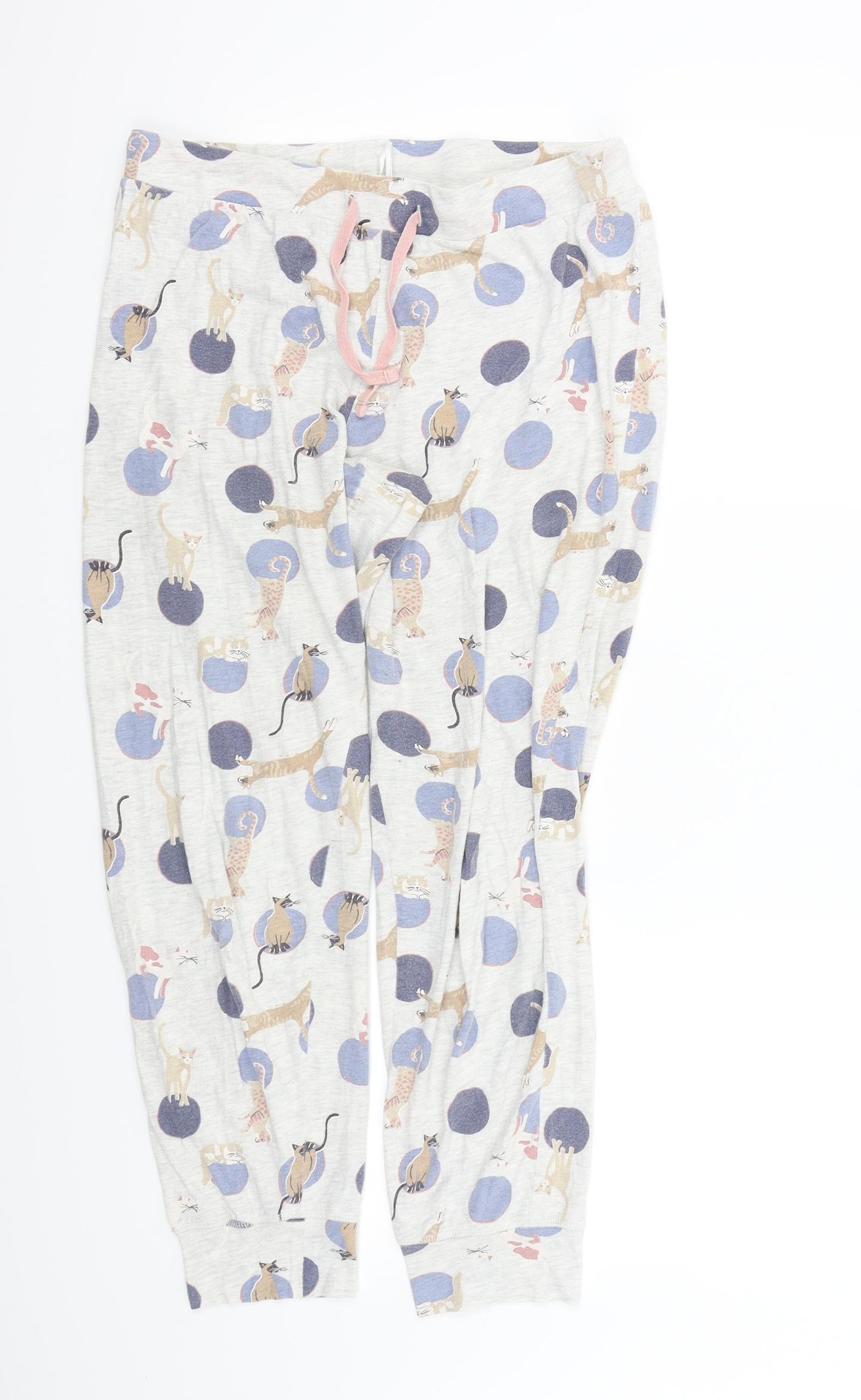 M&S Womens Grey Animal Print  Top Lounge Pants Size 12