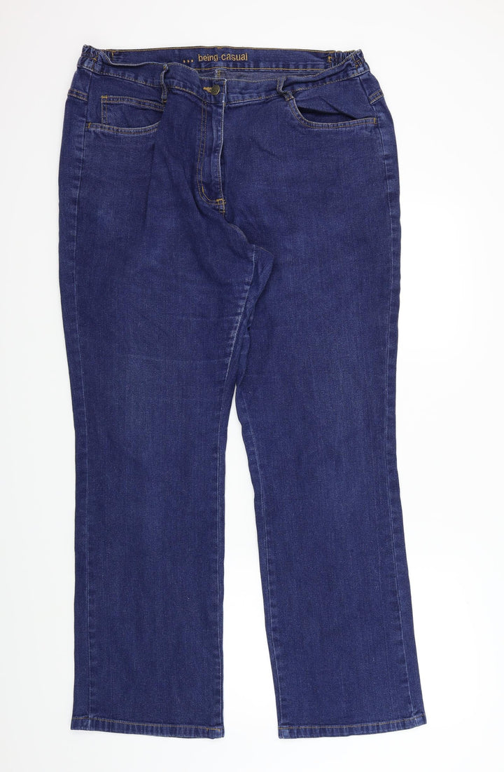 BEING CASUAL Womens Blue Straight Jeans Size L L31 in