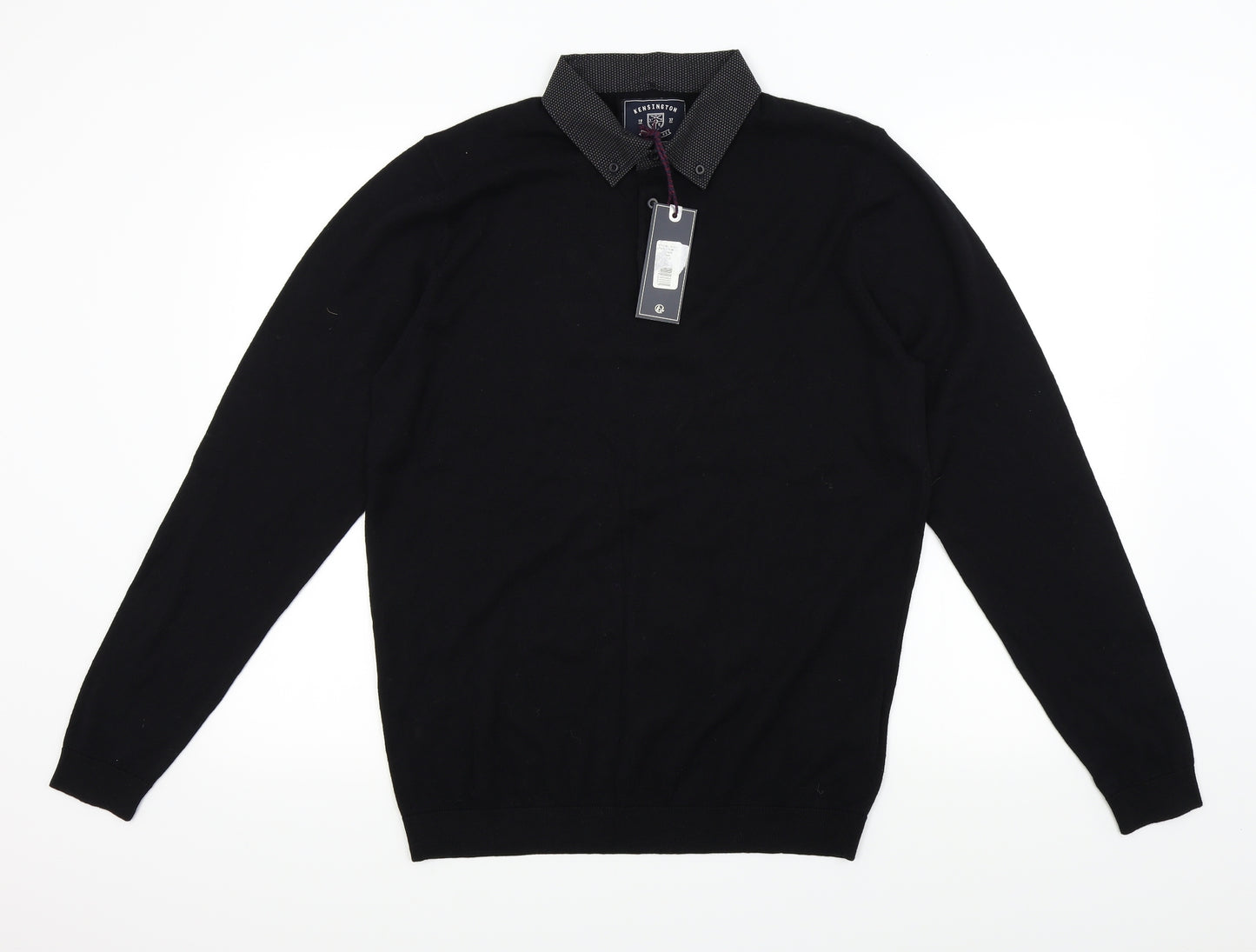Kensington Mens Black   Pullover Jumper Size M  - shirt collar insert