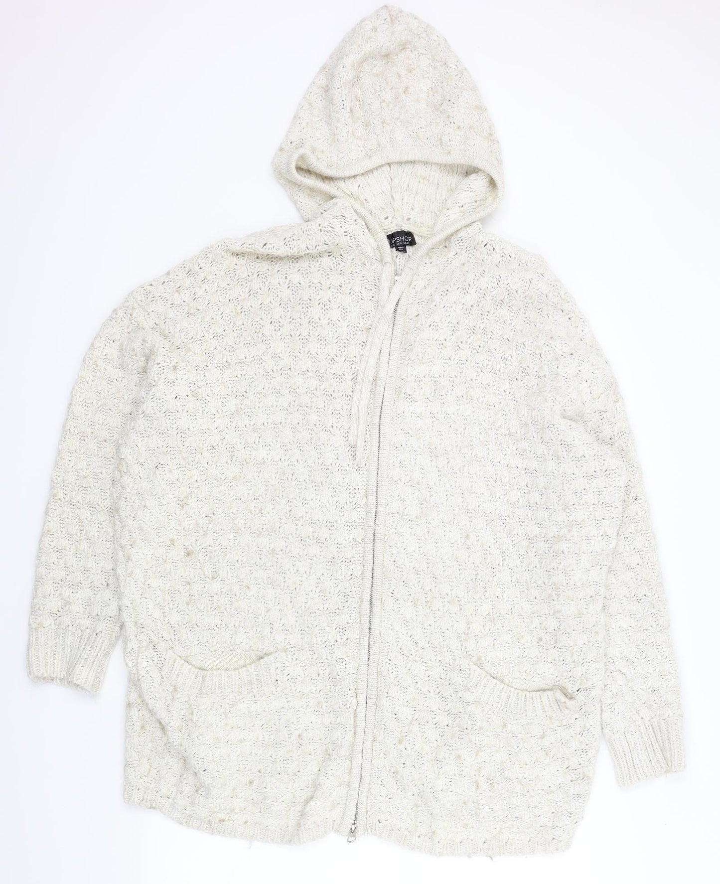 TOP SHOP Womens Beige   Full Zip Jumper Size 12
