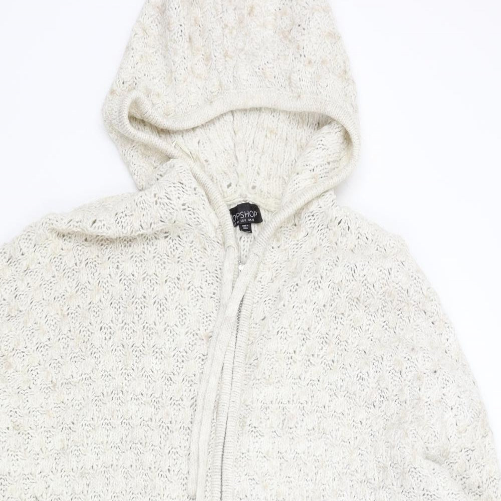 TOP SHOP Womens Beige   Full Zip Jumper Size 12
