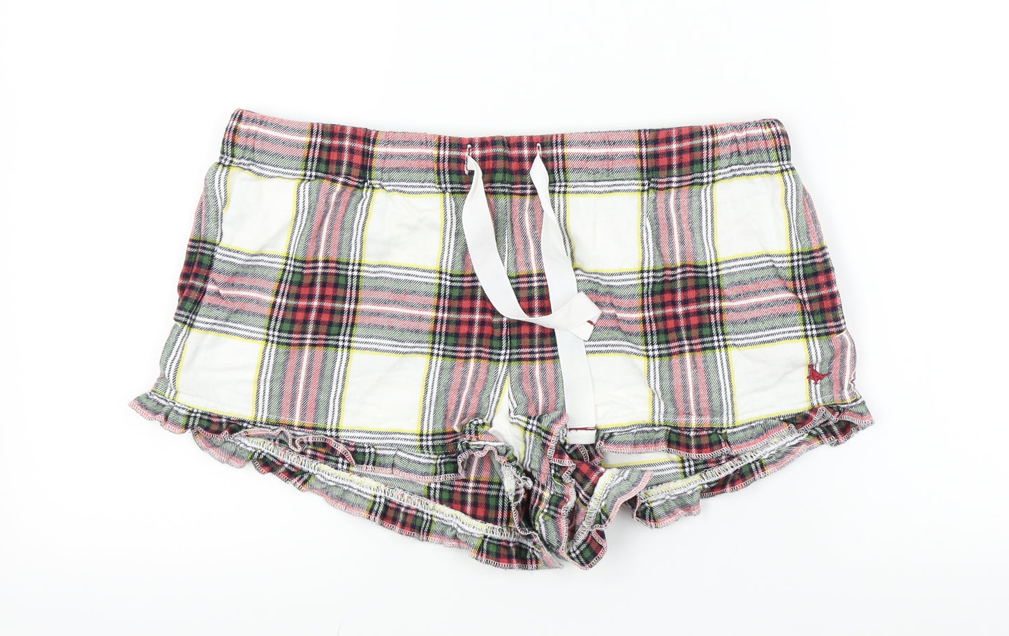 Jack Wills Womens Red Check  Bermuda Shorts Size 12 - Frill Detail