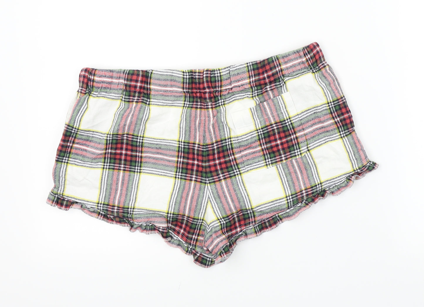 Jack Wills Womens Red Check  Bermuda Shorts Size 12 - Frill Detail