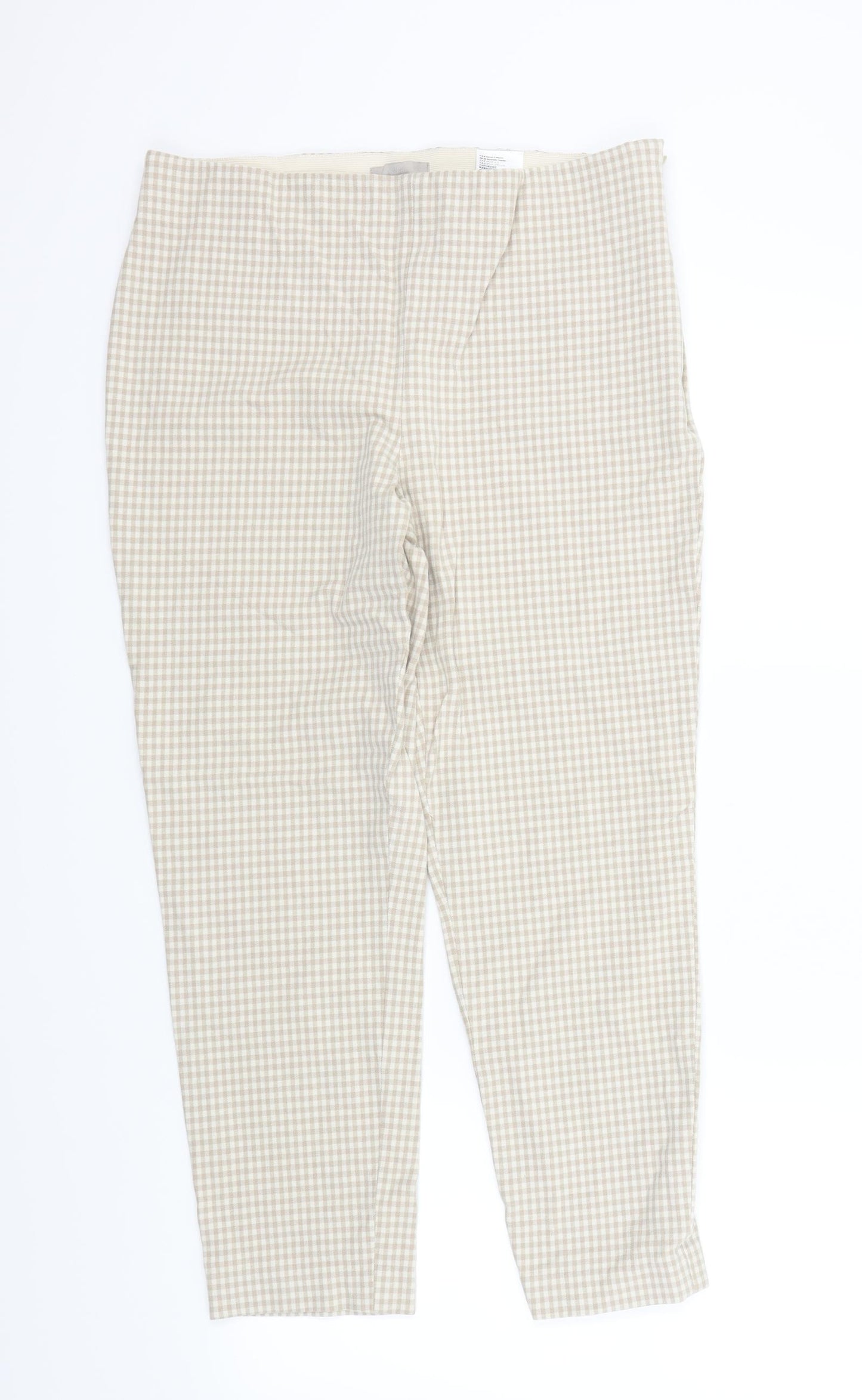 H&M Womens Beige Check  Trousers  Size L L26 in