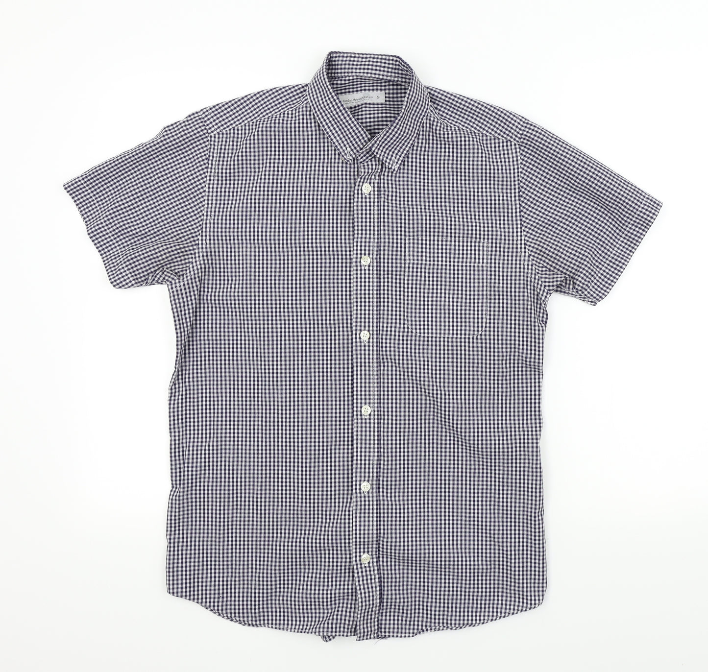 Cedar Wood State Mens Blue Check   Dress Shirt Size S