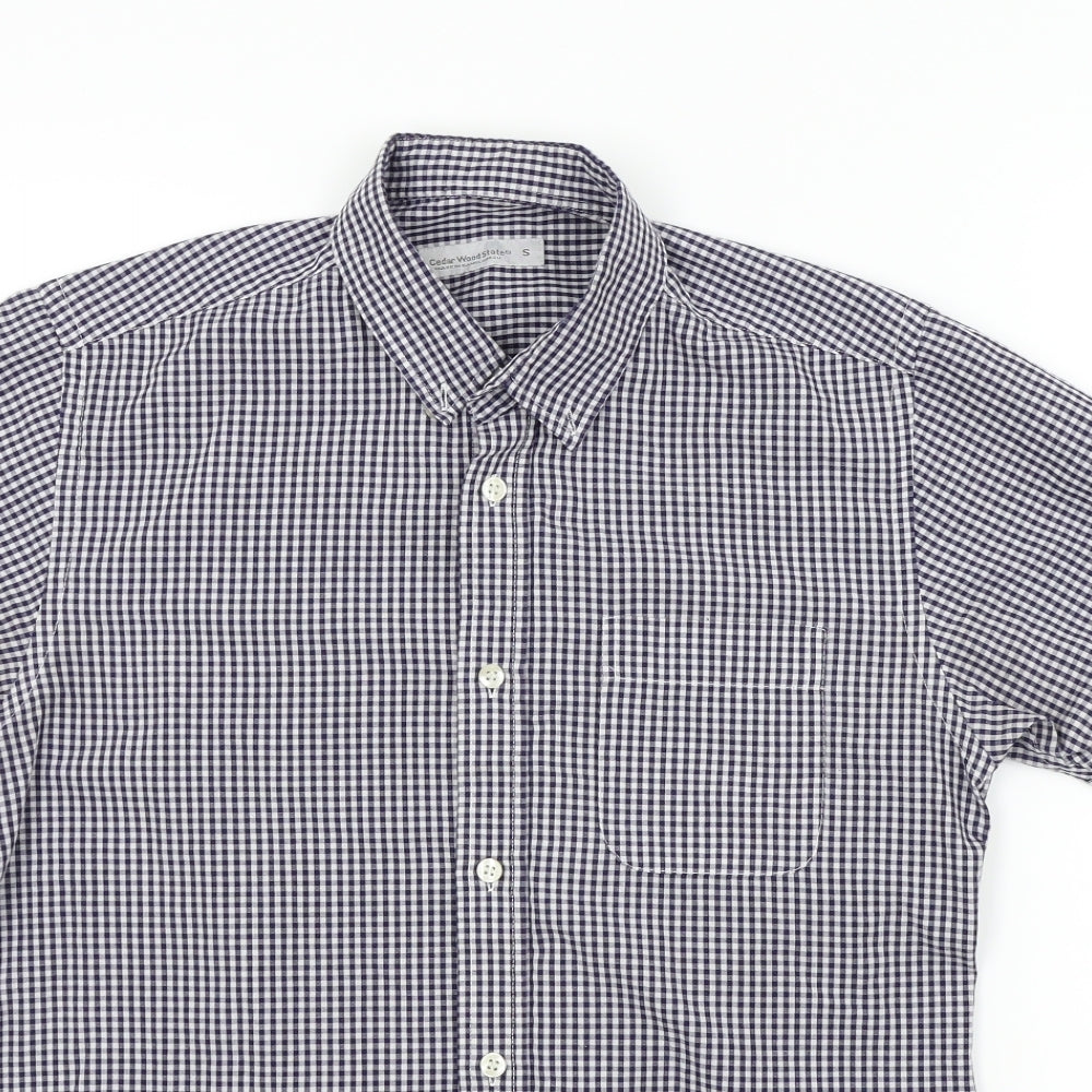 Cedar Wood State Mens Blue Check   Dress Shirt Size S