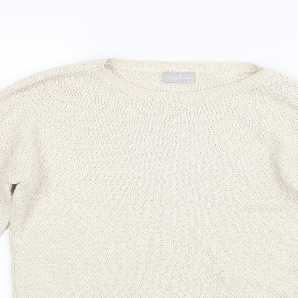 Matalan Girls Beige  Knit Pullover Jumper Size 12 Years