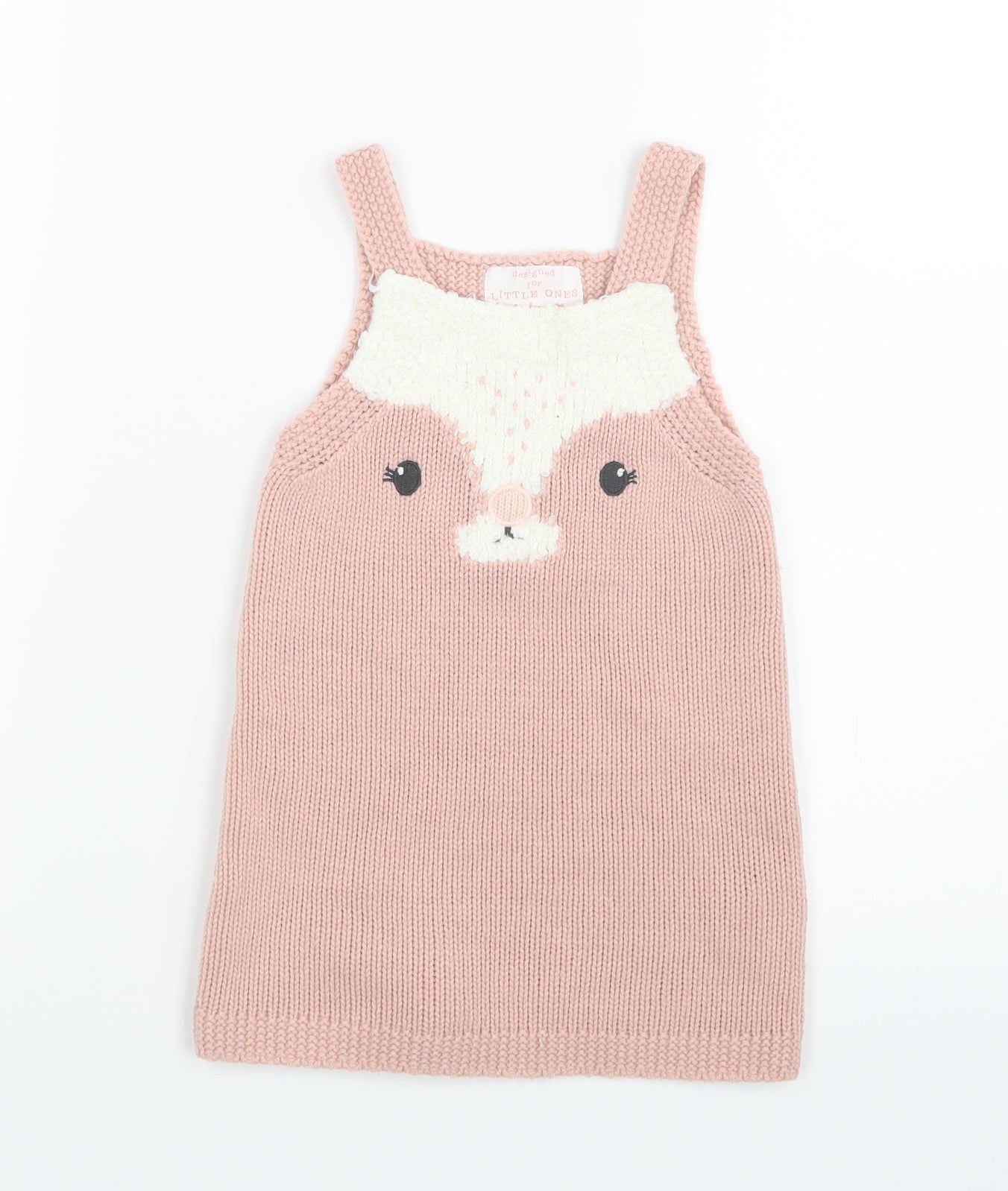 F&F Girls Pink  Knit Pinafore/Dungaree Dress  Size 18-24 Months