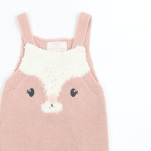 F&F Girls Pink  Knit Pinafore/Dungaree Dress  Size 18-24 Months