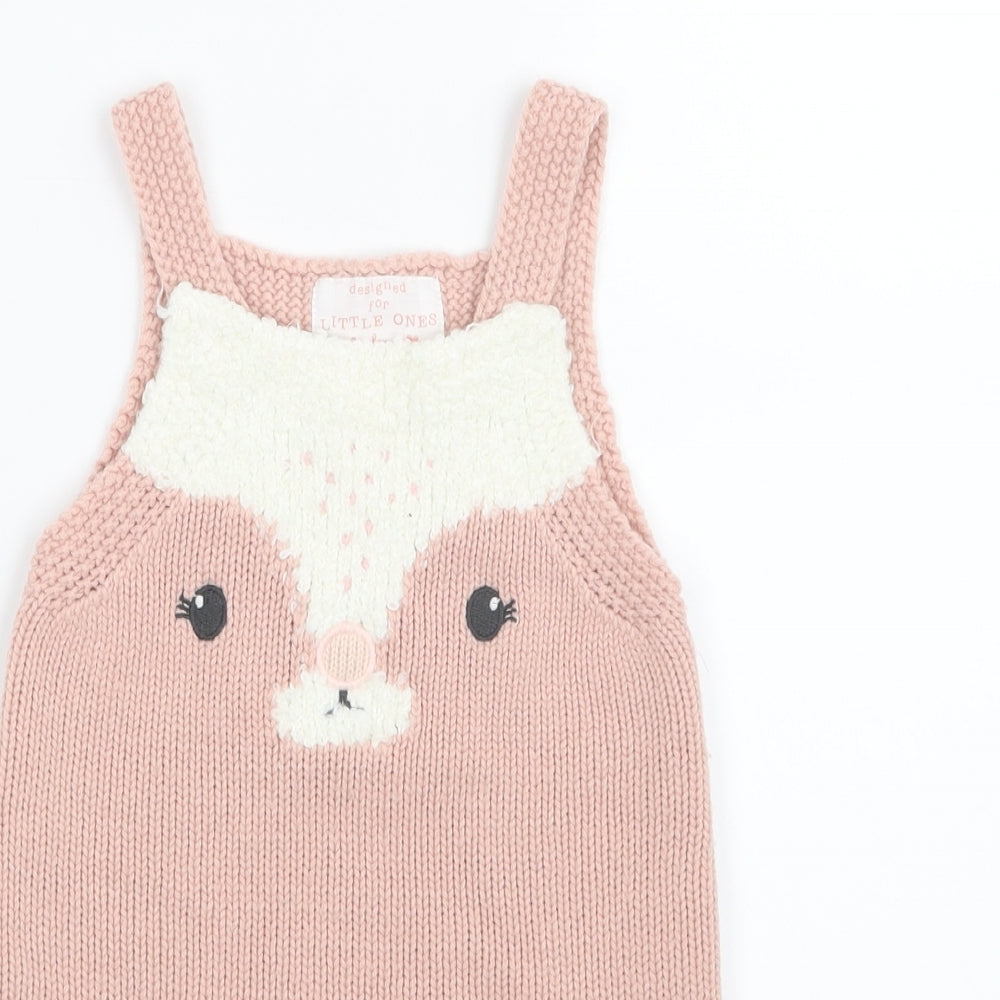 F&F Girls Pink  Knit Pinafore/Dungaree Dress  Size 18-24 Months