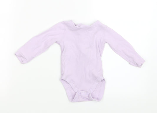 Front view of Marks & Spencer girls’ purple babygrow one-piece, size 3-6, months