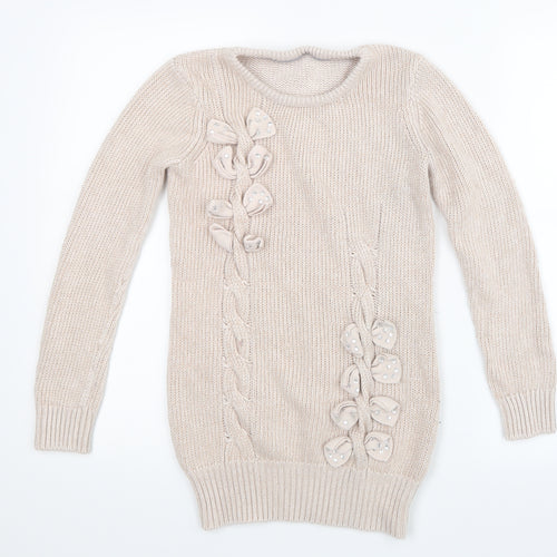 Debenhams Girls Pink  Knit Pullover Jumper Size 12-13 Years  - Long
