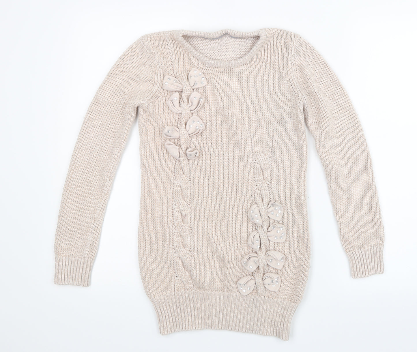 Debenhams Girls Pink  Knit Pullover Jumper Size 12-13 Years  - Long