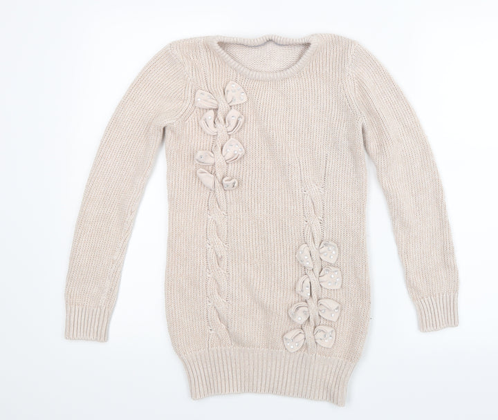 Debenhams Girls Pink  Knit Pullover Jumper Size 12-13 Years  - Long
