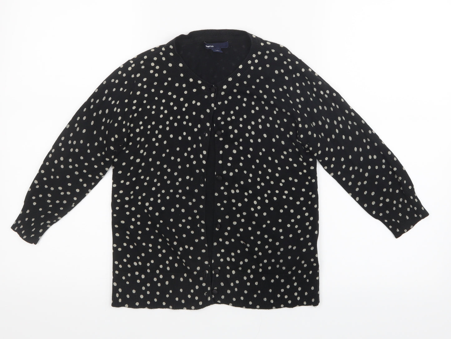 Gap Girls Black Polka Dot Knit Cardigan Jumper Size 10-11 Years