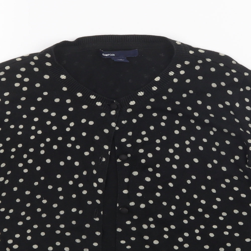 Gap Girls Black Polka Dot Knit Cardigan Jumper Size 10-11 Years