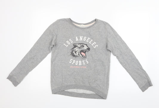 Front view of H&M girls’ grey jumper, size 13-14, years