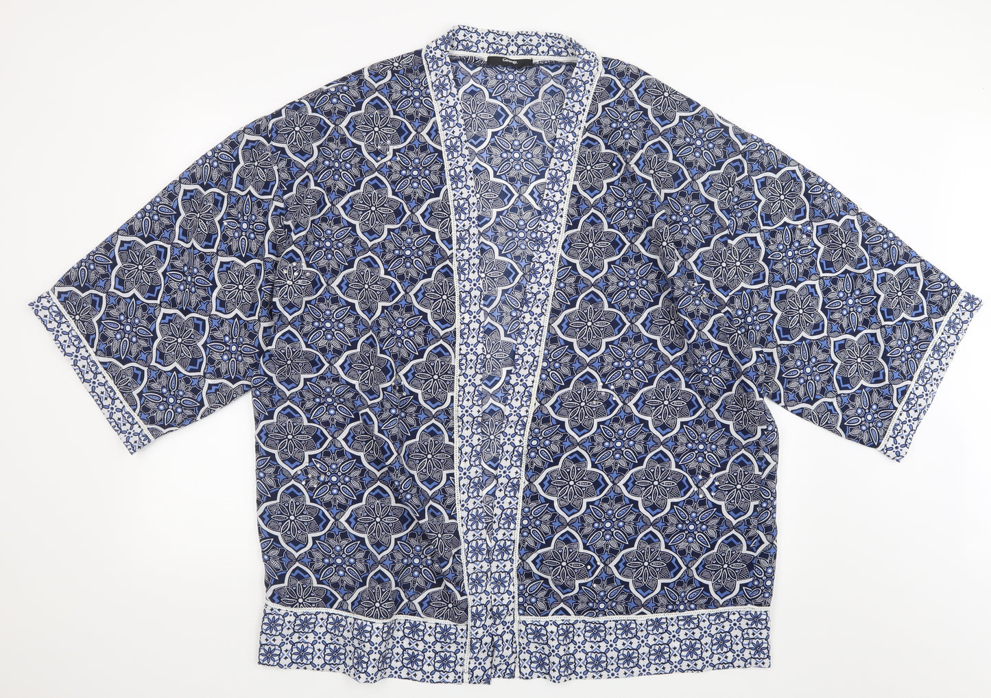 George Womens Blue Geometric Mesh Cardigan Jumper Size 20
