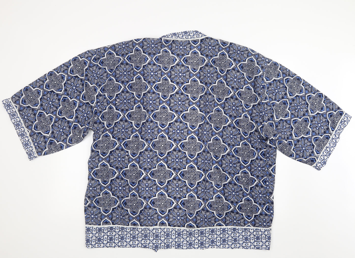 George Womens Blue Geometric Mesh Cardigan Jumper Size 20