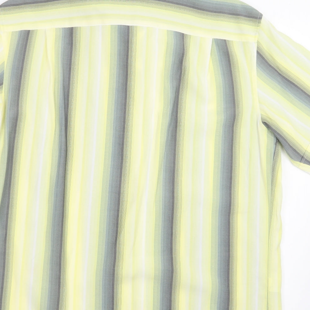 Marks and Spencer Mens Yellow Striped   Button-Up Size L