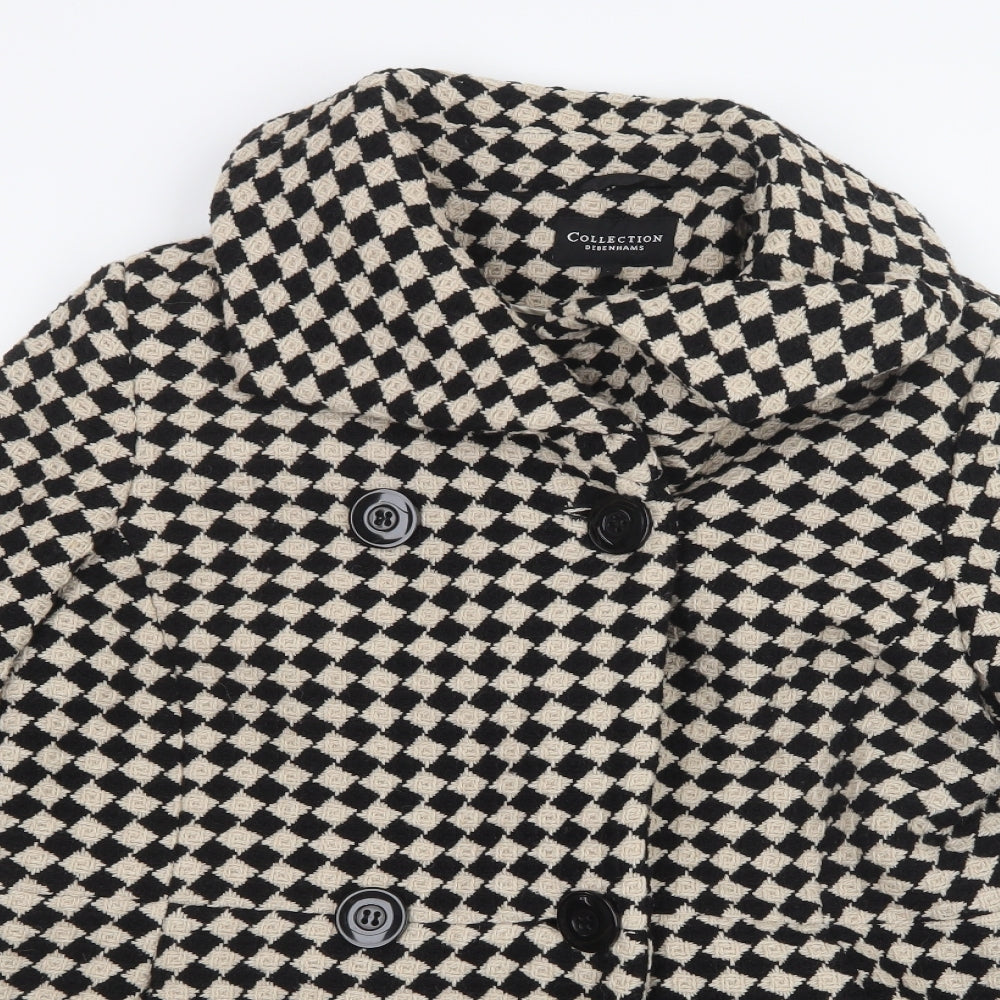 Debenhams Womens Black Geometric  Jacket Coat Size 16