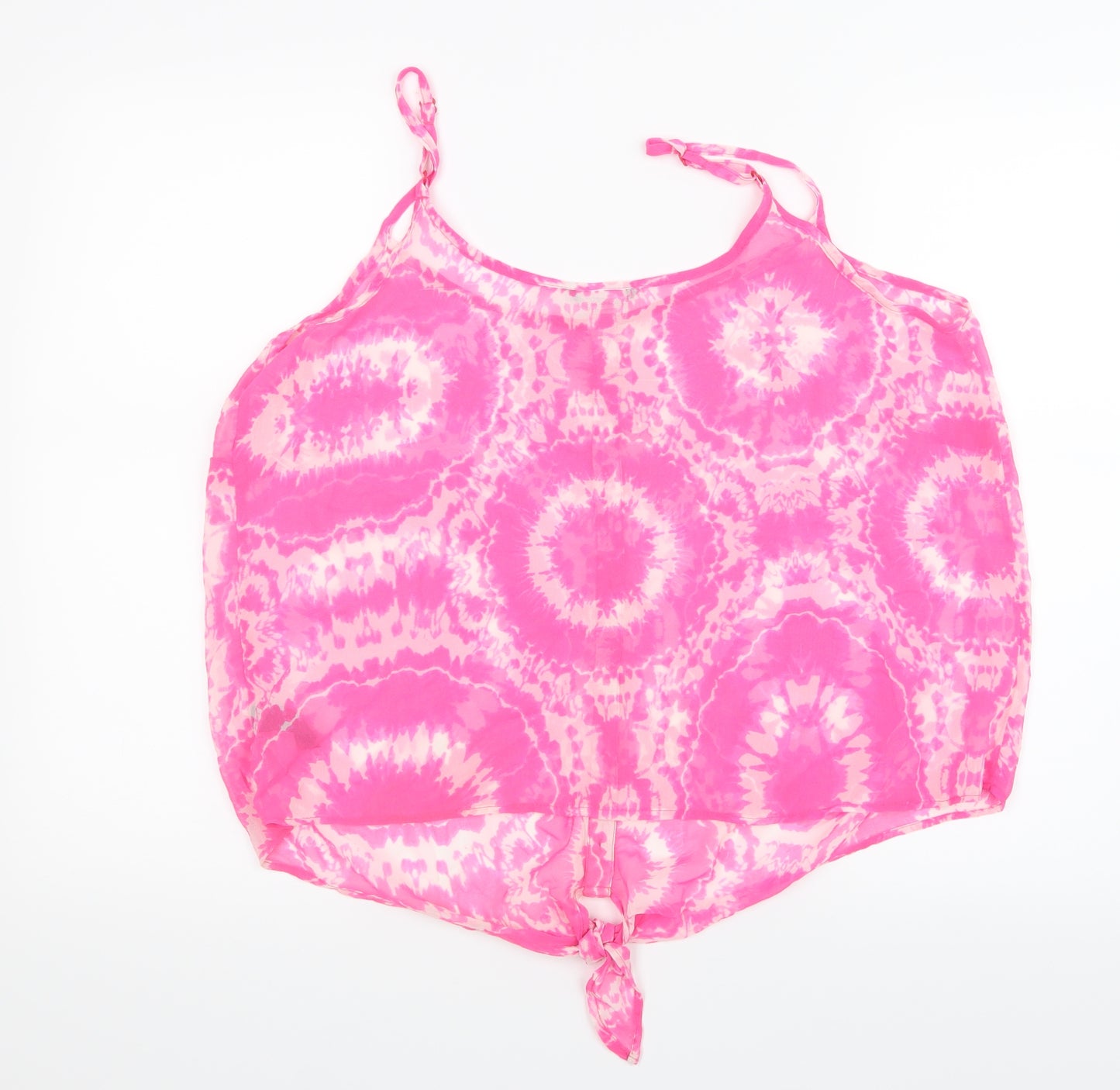 George Womens Pink Geometric Mesh Basic T-Shirt Size 18