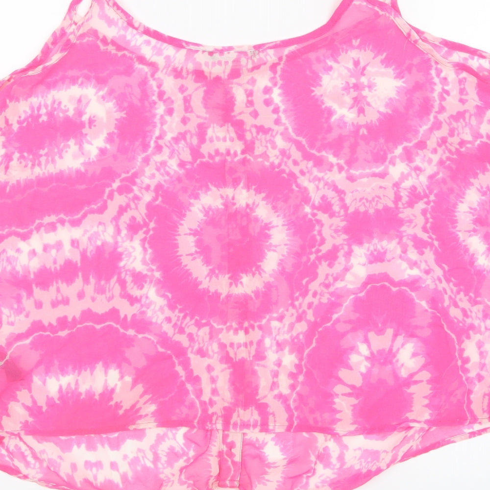 George Womens Pink Geometric Mesh Basic T-Shirt Size 18