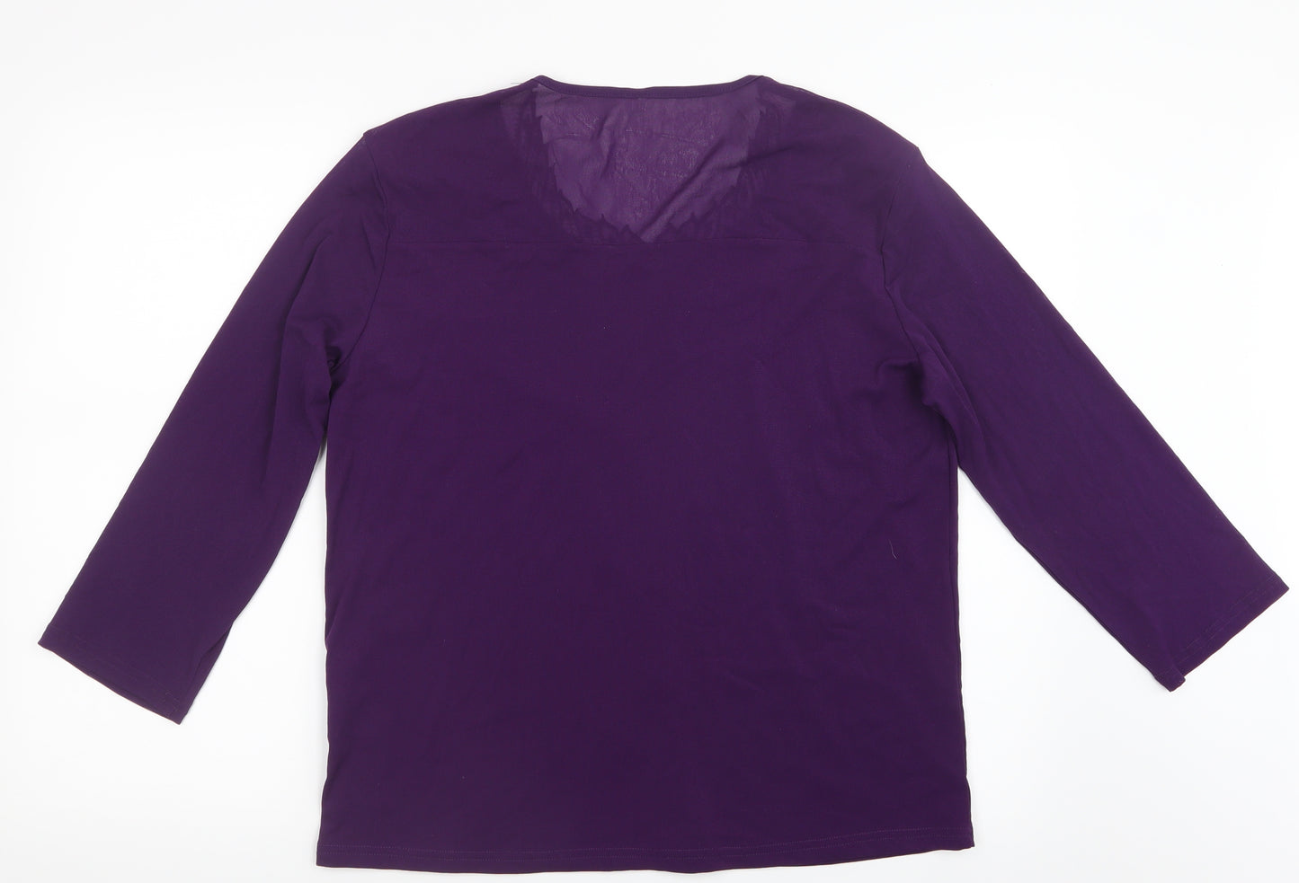 Preworn Womens Purple  Mesh Basic Blouse Size 16