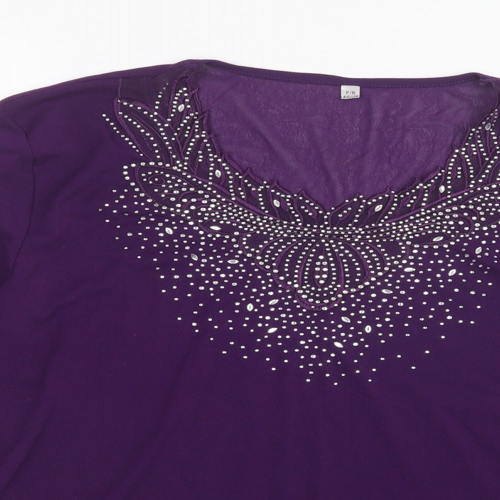 Preworn Womens Purple  Mesh Basic Blouse Size 16