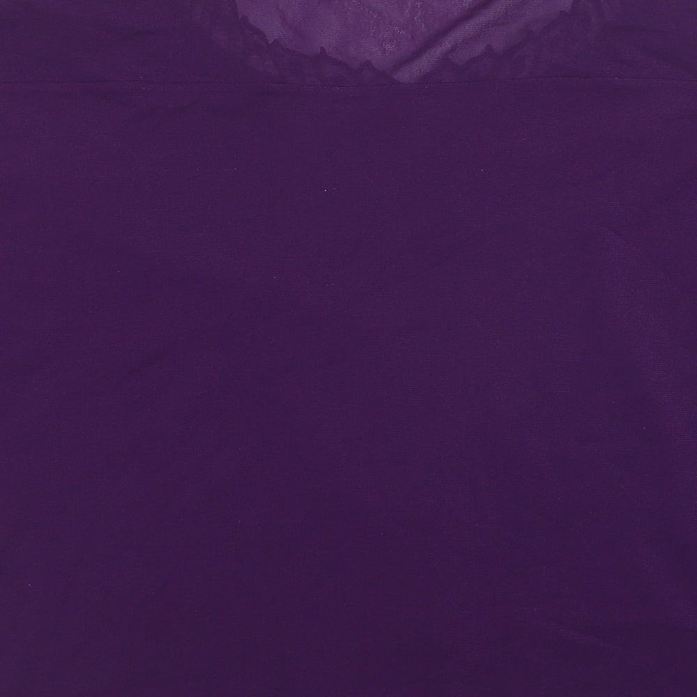 Preworn Womens Purple  Mesh Basic Blouse Size 16