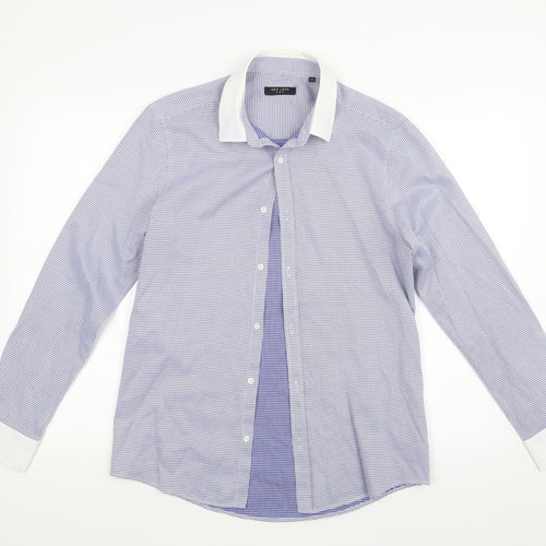 New Look Mens Blue Geometric   Button-Up Size M