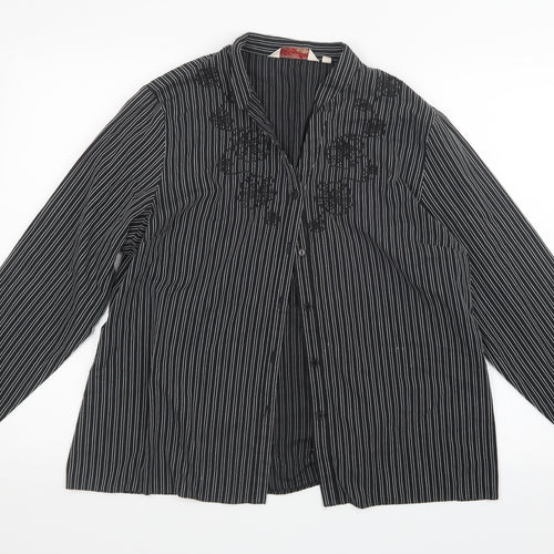 EWM Womens Black Striped  Basic Button-Up Size 18