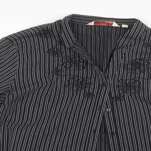 EWM Womens Black Striped  Basic Button-Up Size 18