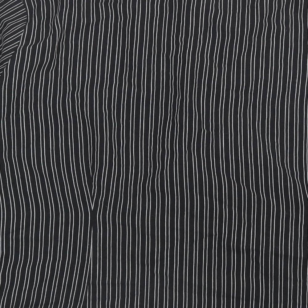 EWM Womens Black Striped  Basic Button-Up Size 18