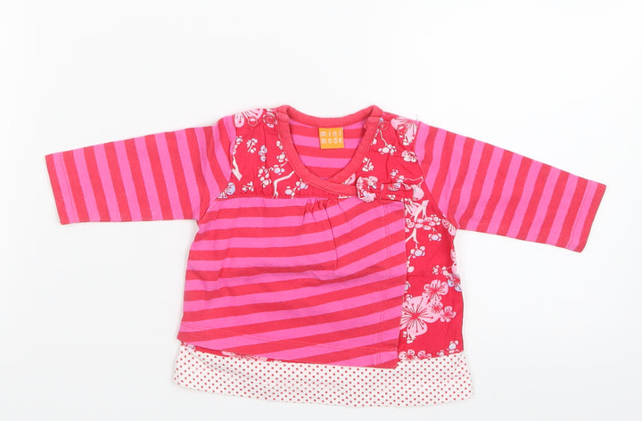 Mini Mode Girls Pink Striped Basic T-Shirt Size 3-6 Months