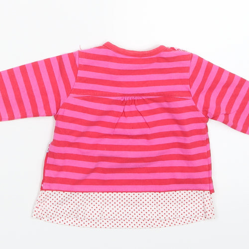 Mini Mode Girls Pink Striped  Basic T-Shirt Size 3-6 Months