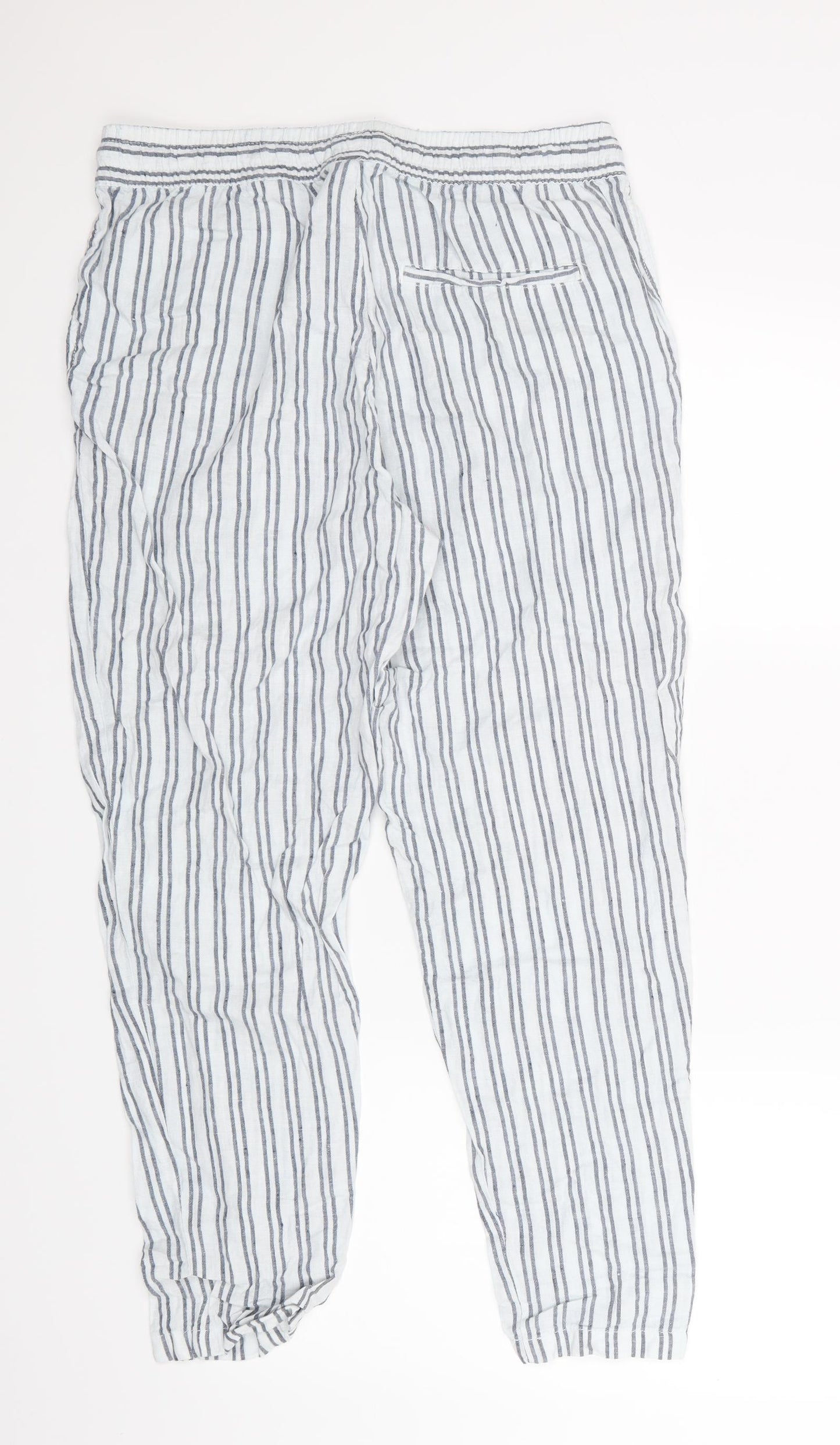 H&M Womens Blue Striped  Trousers  Size 10 L26 in